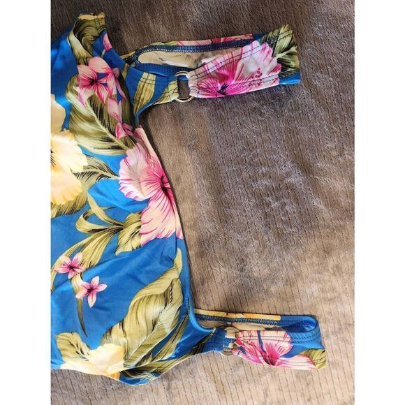 Costa Del Sol Size 10/32 Blue Tropical Floral One Piece Swimsuit 10 - Picture 2 of 6